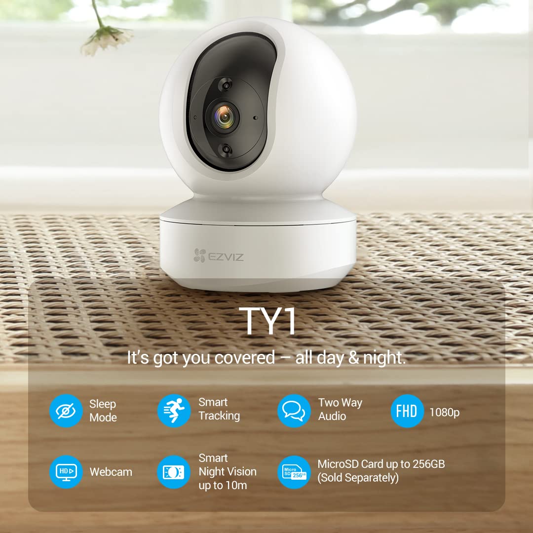 EZVIZ CS-TY1(1080P) Smart Home WiFi CCTV Camera with Motion Detection | Smart Tracking | Two Way Talk | Smart Night Vision | Sleep Mode and MicroSD Card Slot Alexa Voice Control Features - Image 2