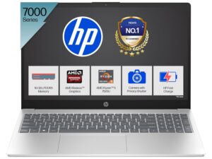 HP 15, AMD Ryzen 5 7520U, 16GB DDR5, 512GB SSD, (Win 11, Office 21, Silver, 1.59kg), Anti-Glare, Micro-Edge, 15.6-inch(39.6cm), FHD Laptop, AMD Radeon Graphics, 1080p FHD Camera, Backlit KB, fc0156AU