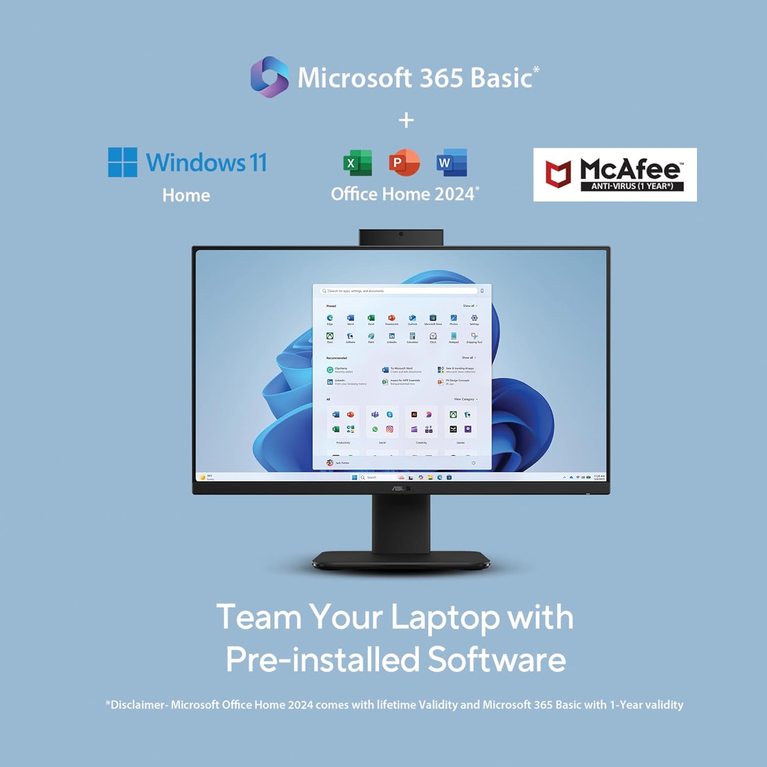 ASUS AiO V440,13th Gen Intel Core i3-1315U, 23.8" FHD,100Hz,All-in-One PC(8GB RAM/512GB SSD/Windows 11/Office 24/Retractable Camera/with Wired Keyboard & Mouse/M365 Basic (1Year)*) V440VAB-KBPC002WS - Image 3