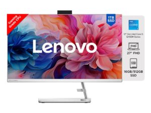 Lenovo IdeaCentre AIO 3 12th Gen Intel i5 27" FHD IPS 3-Side Edgeless All-in-One Desktop with Alexa Built-in (16GB/512GB SSD/Win11/MS Office 2021/IR Camera/Wireless Keyboard & Mouse) F0GJ00F5IN