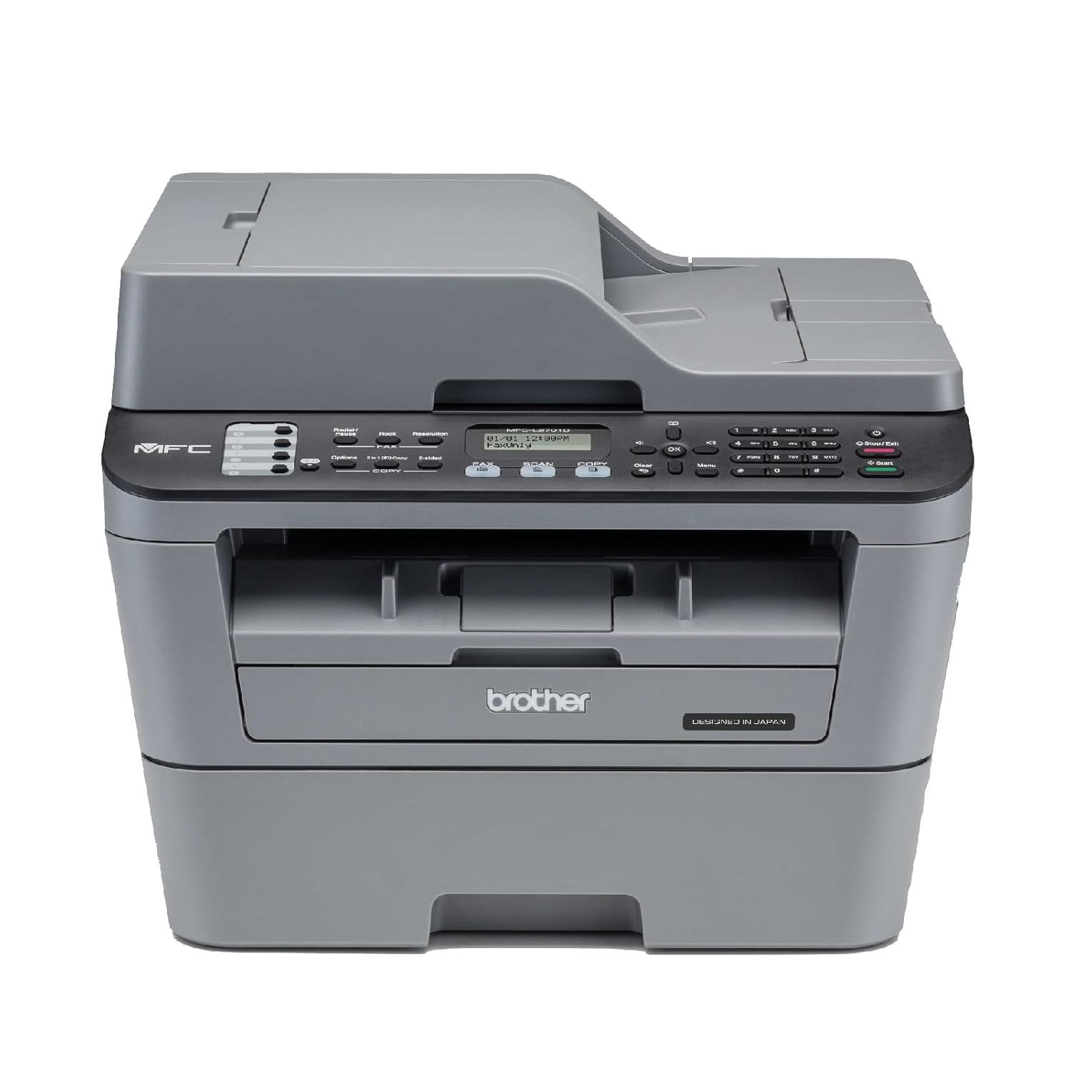 Brother MFC L2701D Auto Duplex Multifunction (Print, Scan, Copy, Fax) Laser Printer With 30 PPM Print Speed, Automatic Document Feeder, 2 in 1 ID Copy Button, 2-line LCD Display, 250 Sheets Paper Tray