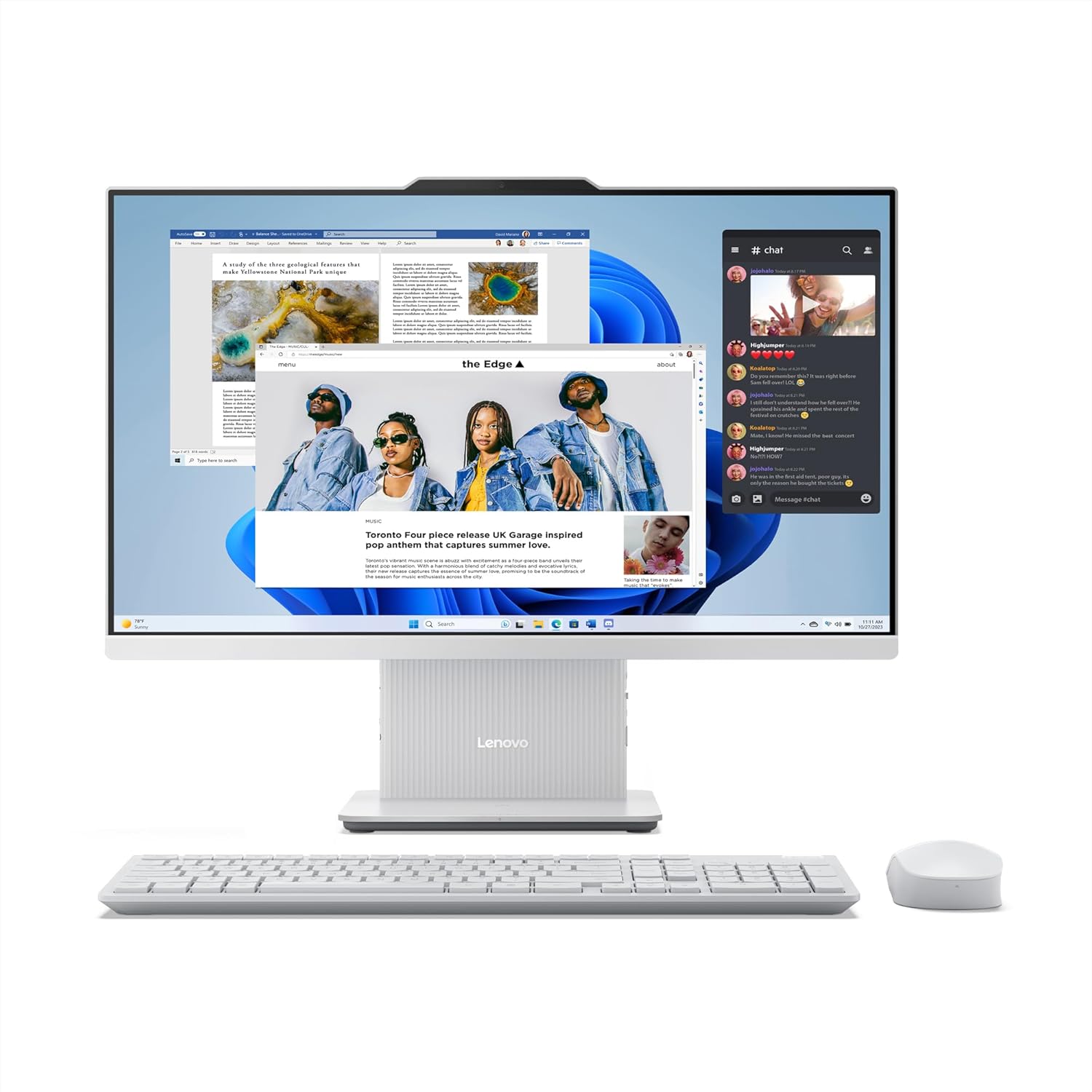 Lenovo IdeaCentre AIO Intel i3-1315U 27" FHD 3-Side Edgeless All-in-One Desktop (8GB/1TB SSD/Win11/Office 21/3Wx2 Woofer/Alexa/5.0MP + IR Camera/Wireless Keyboard & Mouse), F0HM0066IN