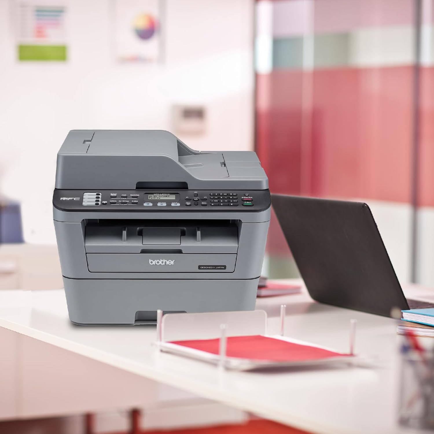 Brother MFC L2701D Auto Duplex Multifunction (Print, Scan, Copy, Fax) Laser Printer With 30 PPM Print Speed, Automatic Document Feeder, 2 in 1 ID Copy Button, 2-line LCD Display, 250 Sheets Paper Tray - Image 5