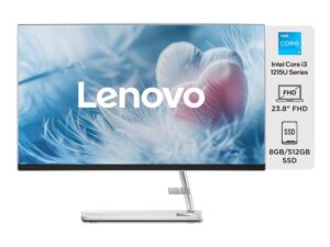 Lenovo IdeaCentre AIO 3 12th Gen Intel i3 23.8" FHD WVA 3-Side Edgeless All-in-One Desktop with Alexa Built-in (8GB/512GB SSD/Win11/MS Office 2021/HD 720p Camera/Wireless Keyboard & Mouse) F0GH017DIN