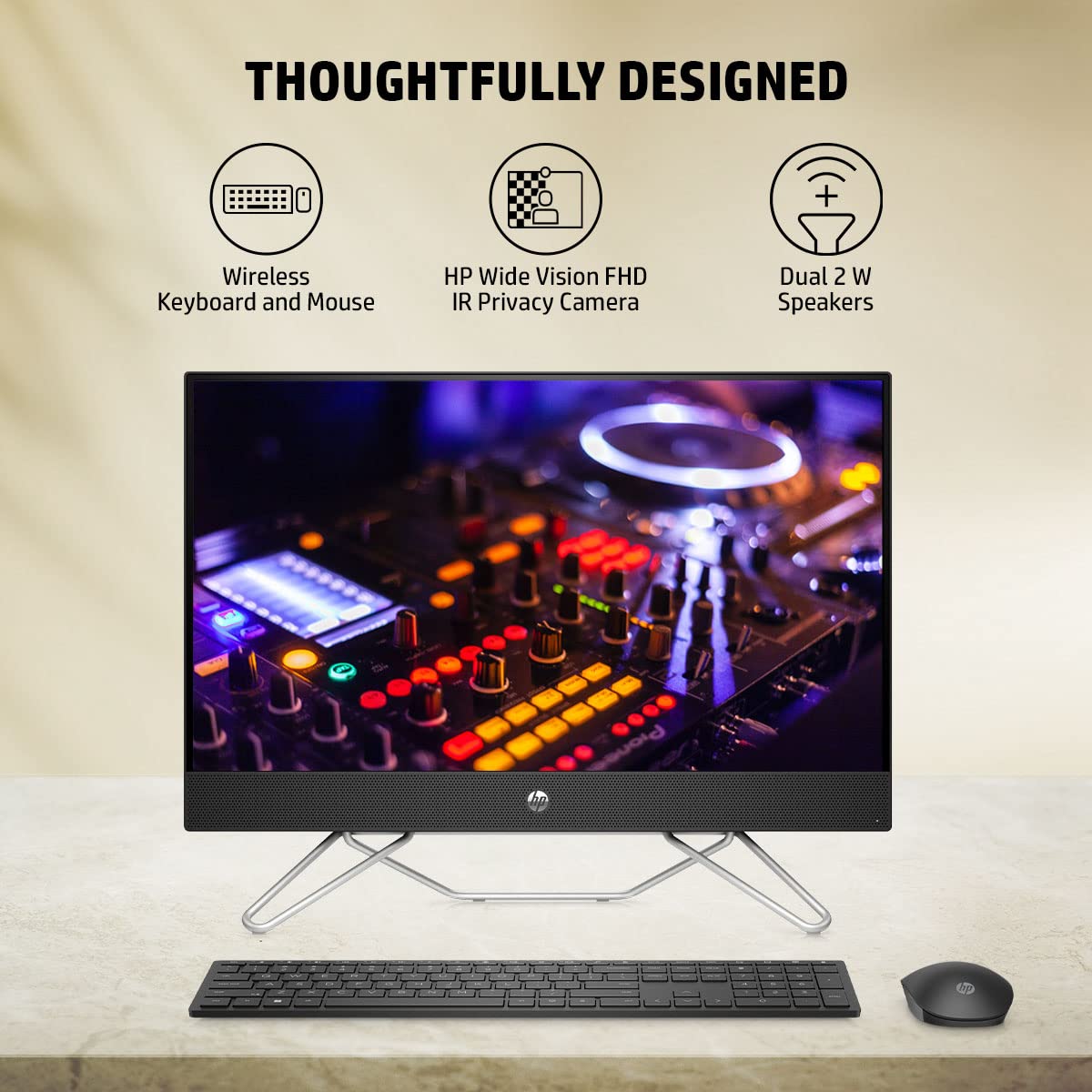HP All-in-One PC 12th Gen Intel Core i3-1215U 24-inch(60.5 cm) FHD Desktop (8GB/512GB/Win 11/Wireless Keyboard and Mouse Combo/IR Privacy Camera/Intel UHD Graphics/MSO/Jet Black) 24-cb1802in - Image 3