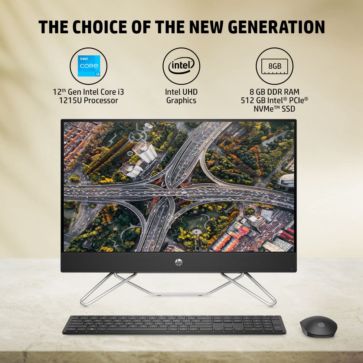 HP All-in-One PC 12th Gen Intel Core i3-1215U 24-inch(60.5 cm) FHD Desktop (8GB/512GB/Win 11/Wireless Keyboard and Mouse Combo/IR Privacy Camera/Intel UHD Graphics/MSO/Jet Black) 24-cb1802in - Image 4
