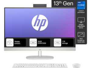 HP All-in-One PC 13th Gen Intel Core i7 27 inch(68.6cm) FHD 16GB RAM, 1TB SSD, Intel UMA Graphics, HP 710 White Wireless Keyboard and Mouse Combo (Win 11, MSO 21, Shell White, 6.72 Kg) 27-cr0403in