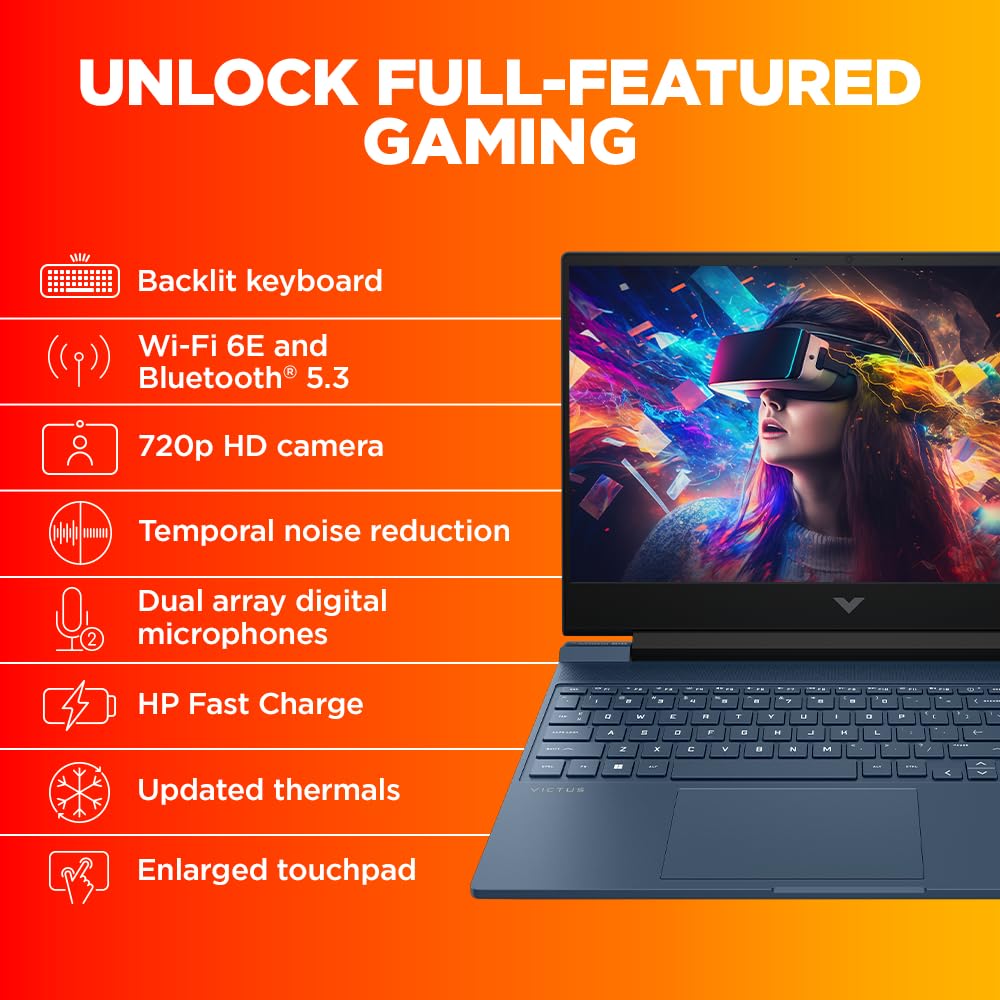 HP Victus Gaming Laptop, AMD Ryzen 5 5600H, AMD 4GB Radeon RX 6500M Graphics, 15.6-inch (39.6 cm), FHD, IPS, 8GB DDR4, 512GB SSD, Backlit KB, B&O (Win 11, Blue, 2.29 kg), fb0147AX, fb0184ax - Image 5