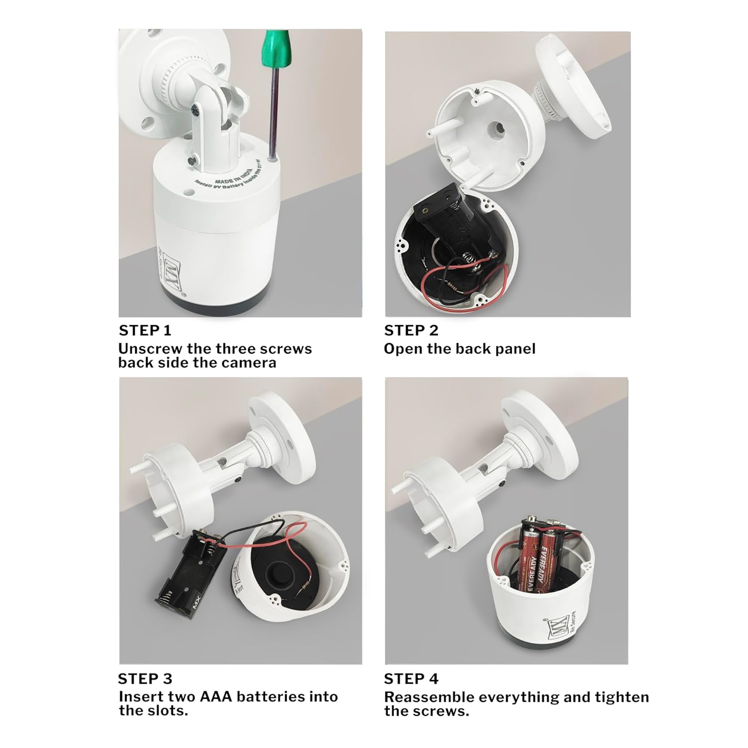 MX Dummy CCTV Camera/Dummy CCTV Bullet Camera (Fake Camera No Audio/No Video) with Battery Operated Red Led Light is Ideal for Home Office - Pack of 2 Visit the MX Store - Image 3