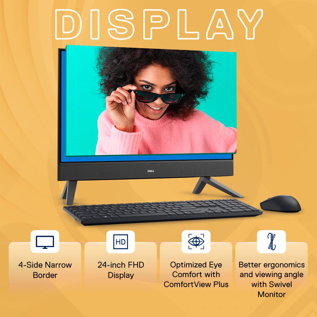 Dell 24" All-in-One PC (5420), 13th Gen Intel i5-1335U, 8GB DDR4, 512GB SSD, 23.8" FHD AG Infinity Narrow Border, Pro Wireless Keyboard + Mouse, Cover Black Molded Chin, Win11 + Office H&S 2021 - Image 3