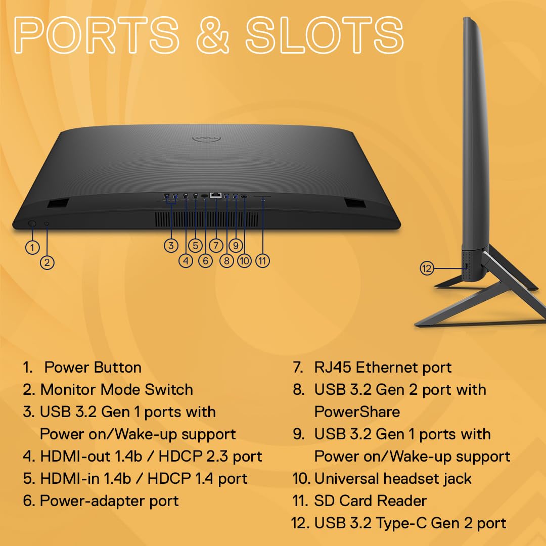 Dell 24" All-in-One PC (5420), 13th Gen Intel i5-1335U, 8GB DDR4, 512GB SSD, 23.8" FHD AG Infinity Narrow Border, Pro Wireless Keyboard + Mouse, Cover Black Molded Chin, Win11 + Office H&S 2021 - Image 8