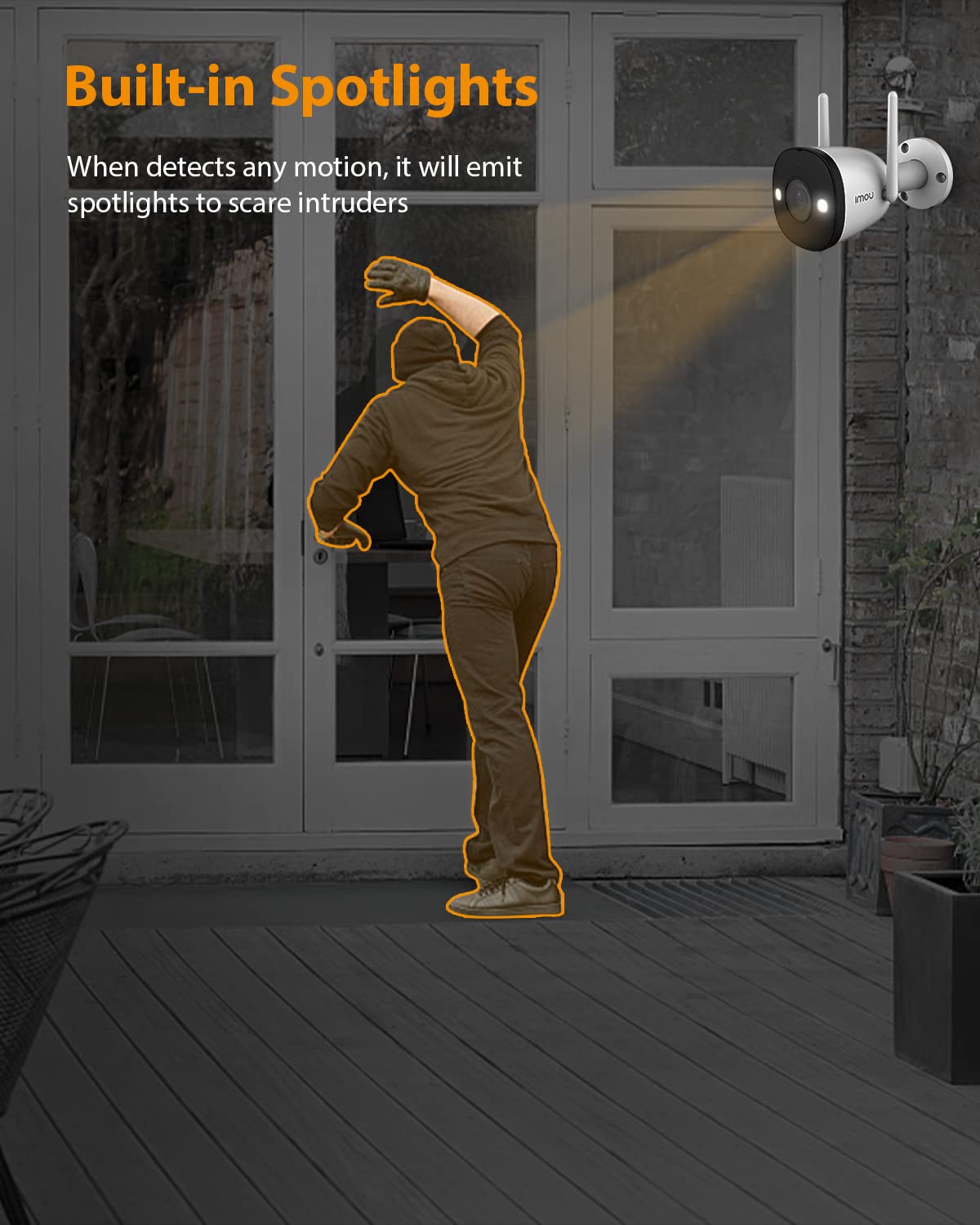 Imou 2K 3MP Outdoor Security Bullet CCTV Camera, Color Night Vision, Human Detection, Up to 512GB SD Card, IP67 Weatherproof, Spotlight, Audio Recording, WiFi & Ethernet Connection, Alexa Enabled - Image 2