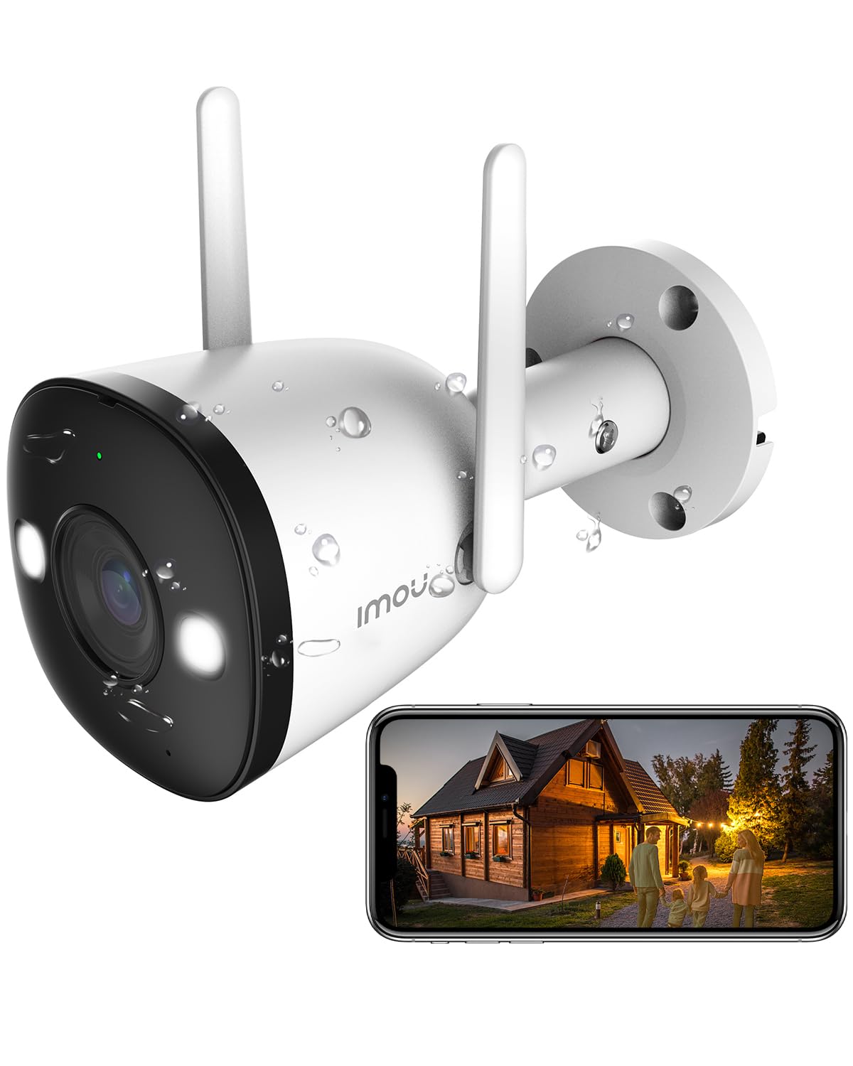 Imou 2K 3MP Outdoor Security Bullet CCTV Camera, Color Night Vision, Human Detection, Up to 512GB SD Card, IP67 Weatherproof, Spotlight, Audio Recording, WiFi & Ethernet Connection, Alexa Enabled