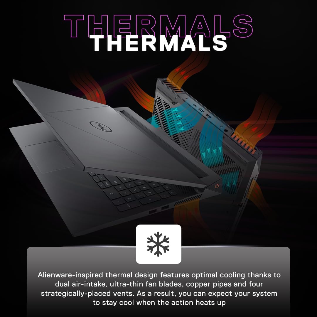 Dell G-series-15-5530-laptop - 15.6-inch FHD, Intel Core i5-13450HX, 16GB DDR5 RAM, 1TB SSD, NVIDIA GeForce RTX 3050, Orange Backlit Keyboard & G-Key, Windows 11 Home, Dark Shadow Gray, 2.65 Kg - Image 6