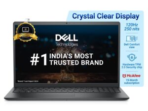 Dell 15, Intel Core i5-1235U, 12th Gen, 8GB RAM, 512GB SSD, FHD, 15.6", Windows 11, MS Office 21, Black, 1.66KG, McAfee 15 Month, Spill-Resistant KB, Thin & Light Laptop