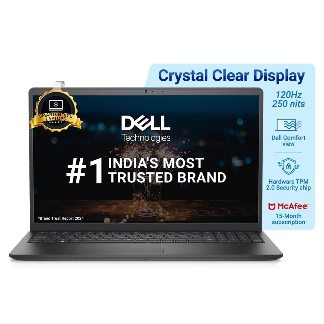 Dell 15, Intel Core i5-1235U, 12th Gen, 8GB RAM, 512GB SSD, FHD, 15.6", Windows 11, MS Office 21, Black, 1.66KG, McAfee 15 Month, Spill-Resistant KB, Thin & Light Laptop