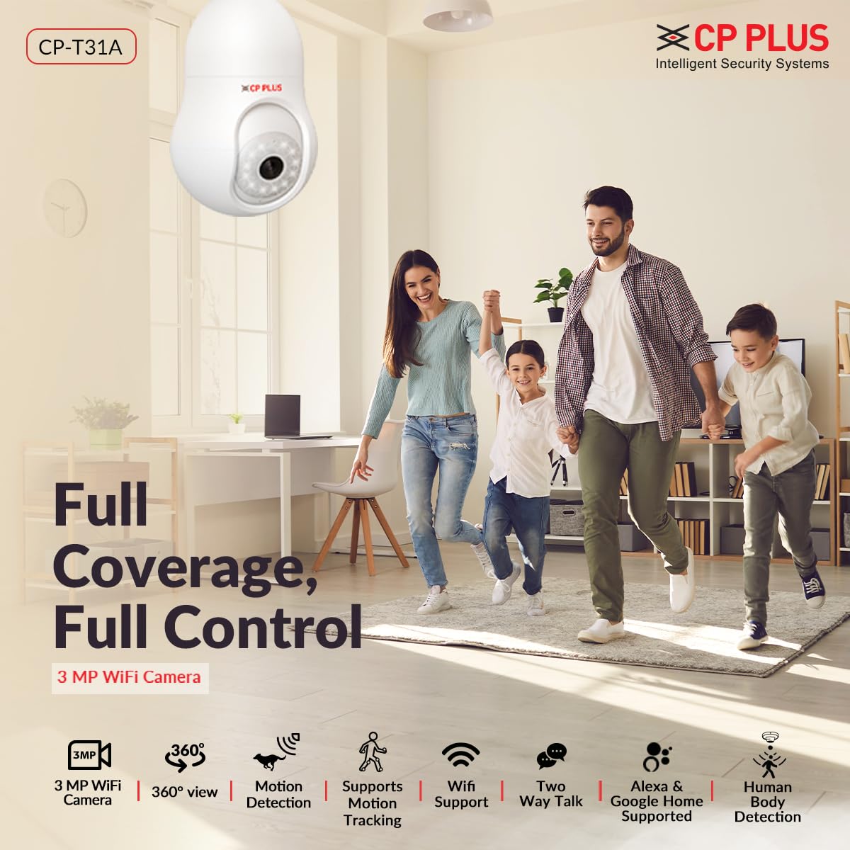 CP PLUS 3 MP Resolution Smart Wi-fi Bulb Security Camera | 360° View | 2 Way Talk | Motion Tracking & Detection Alert | Built-in Siren | Advanced Night Vision | IR Distance 15 Mtr. | CP-T31A - Image 12