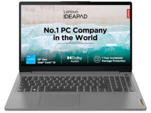 Lenovo IdeaPad Slim 3, Intel Core i3, 12th Gen, 8GB RAM, 512GB SSD, FHD, 15.6"/39.62cm, Windows 11, Office Home 2024, Arctic Grey, 1.63Kg, 82RK01ABIN, Intel UHD Graphics, 1Yr ADP Free Laptop