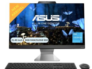 ASUS AIO A3202,21.45" FHD,Intel Celeron 7305, All-in-One PC (8GB/512GB/Windows 11/MS Office 365 Basic (1Year)*/Office 2024/Black/4.84 Kg), with Wireless Keyboard & Wireless Mouse, A3202WBA-BPB006WS